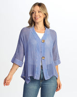 Mineral Washed Flounce Hem Mesh Cardigan - M116