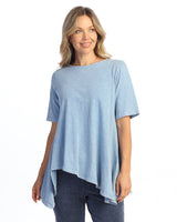 Mineral Washed Asymmetric Hem Cotton Slub Top - M119