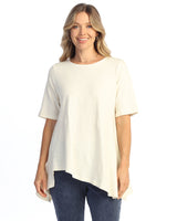 Mineral Washed Asymmetric Hem Cotton Slub Top - M119