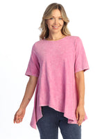 Mineral Washed Asymmetric Hem Cotton Slub Top - M119