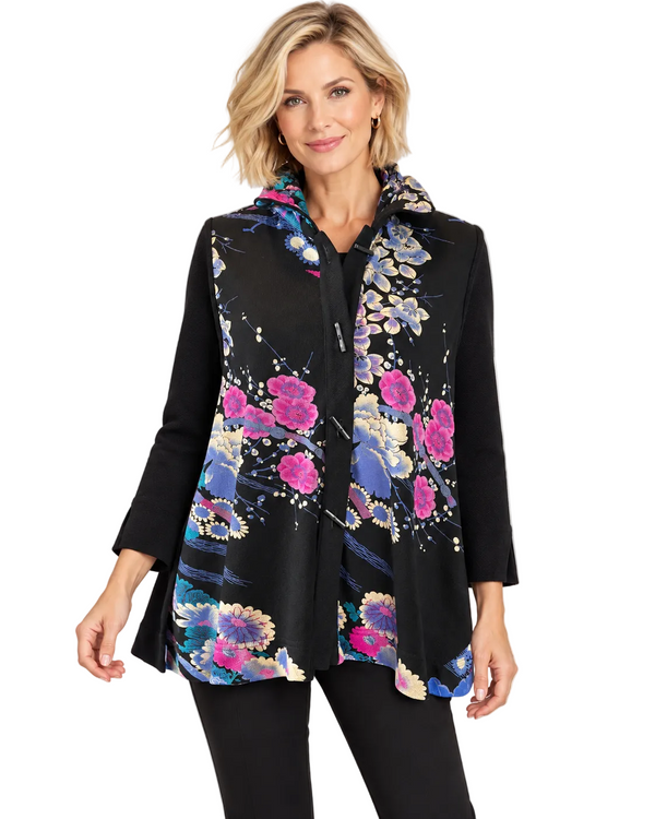 Floral Asian-Inspired Jacket in Purple Multi - CM119-PPL