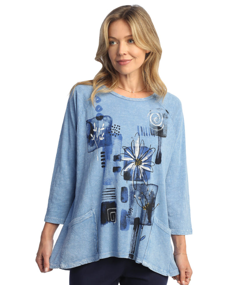 Jess & Jane "Lily" Mineral Washed Patch Pocket Tunic Top - M12-1809
