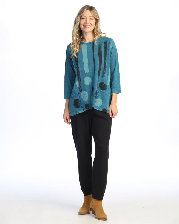 Jess & Jane "Drizzle" Mineral Washed Patch Pocket Tunic Top - M12-2032