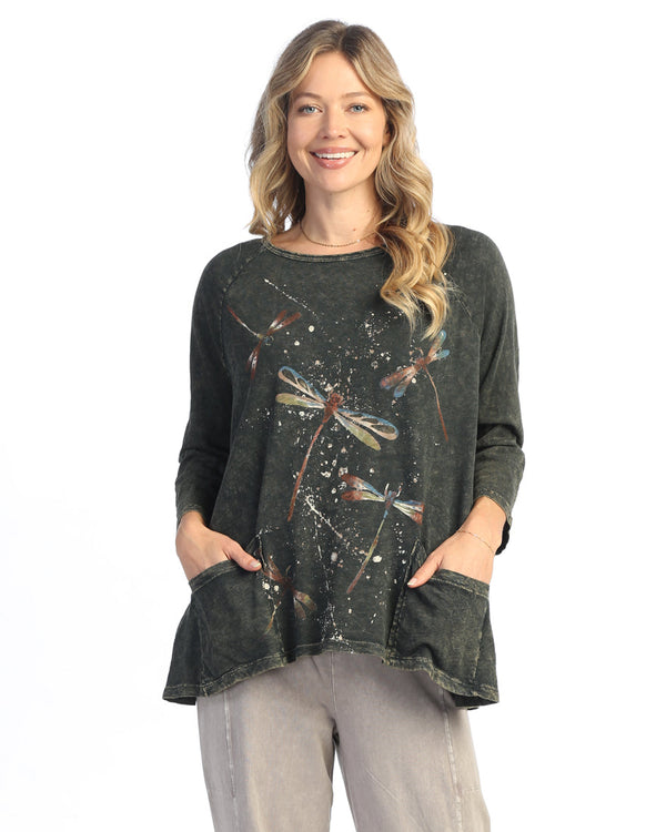 Jess & Jane "Fairy Duet" Mineral Washed Patch Pocket Tunic Top - M12-2043