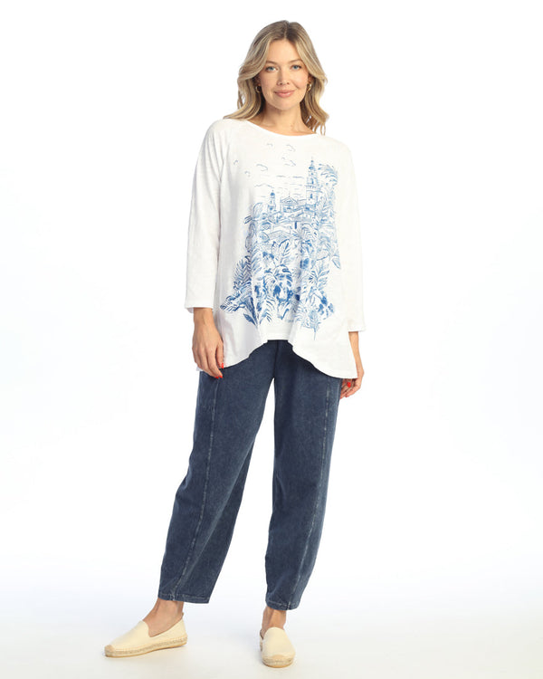 "Europa" Mineral Washed Patch Pocket Tunic Top - M12-2087