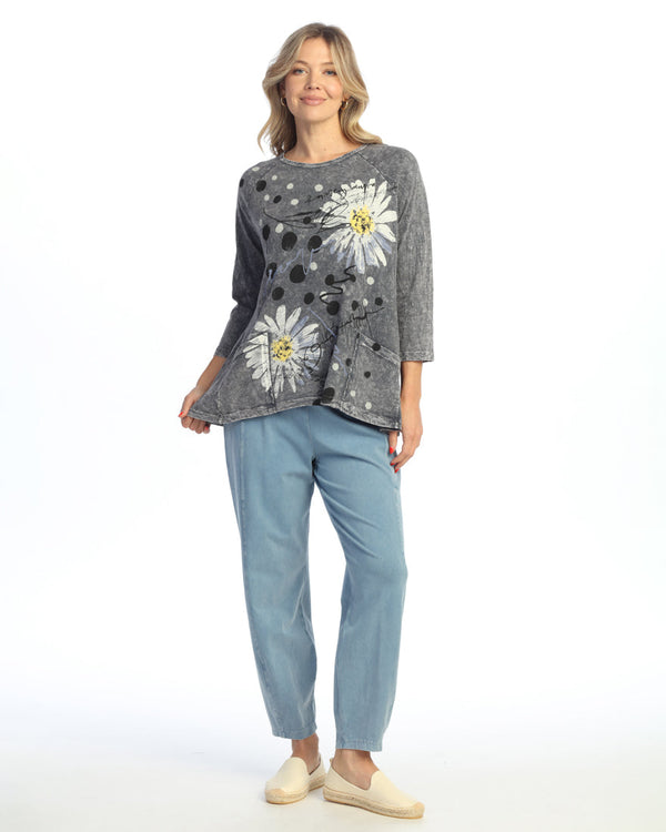 "Retro" Mineral Washed Patch Pocket Tunic Top - M12-2101