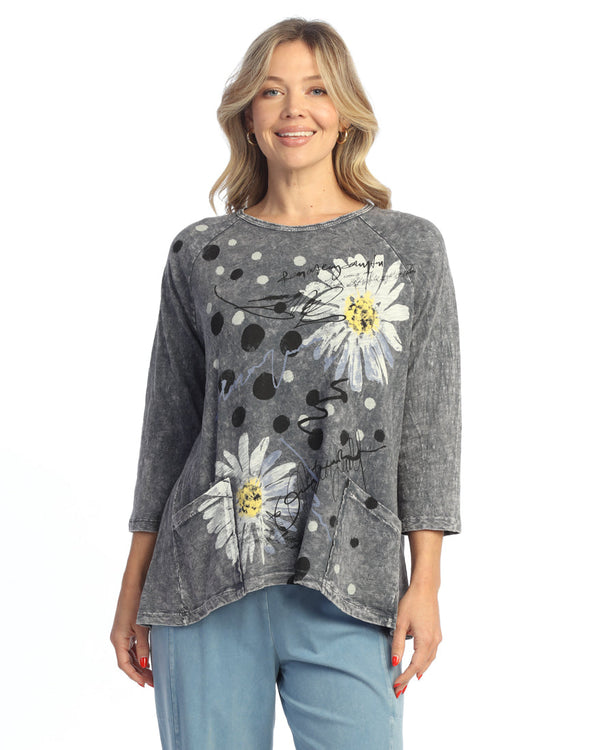"Retro" Mineral Washed Patch Pocket Tunic Top - M12-2101