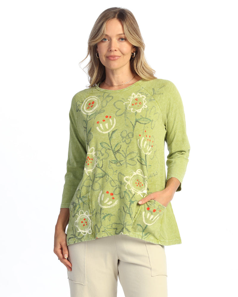Mineral Washed Patch Pocket Tunic Top - M12