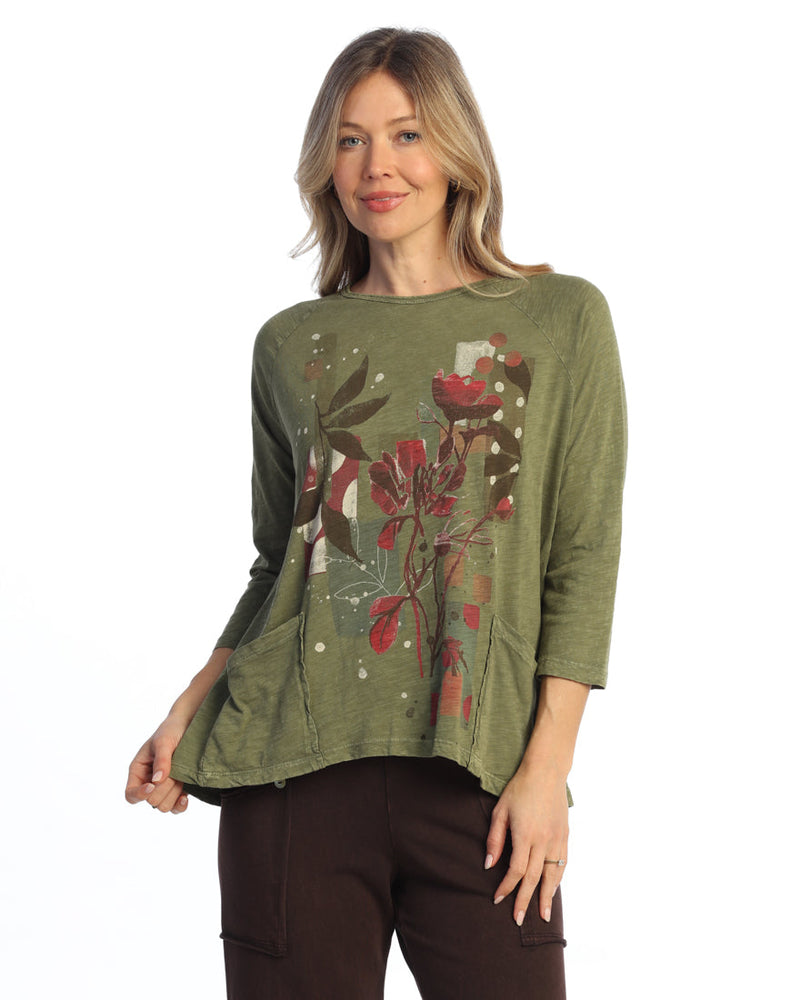 Mineral Washed Patch Pocket Tunic Top - M12