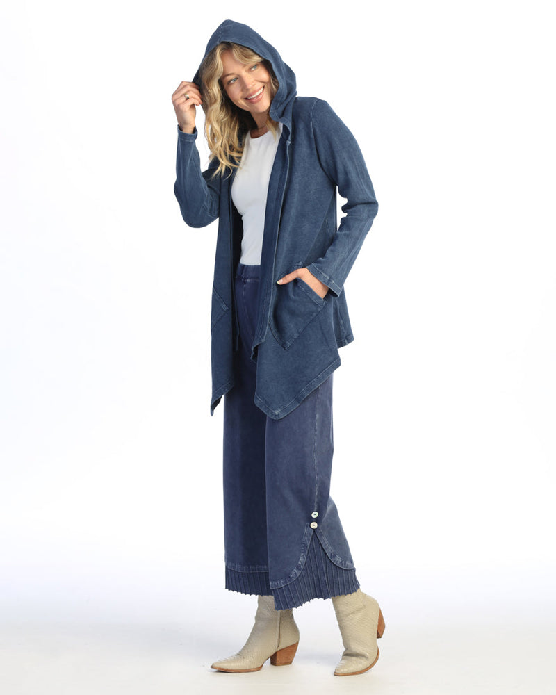 Jess & Jane Cascading Thermal Cardigan w/ Patch Pockets and Hood - M120