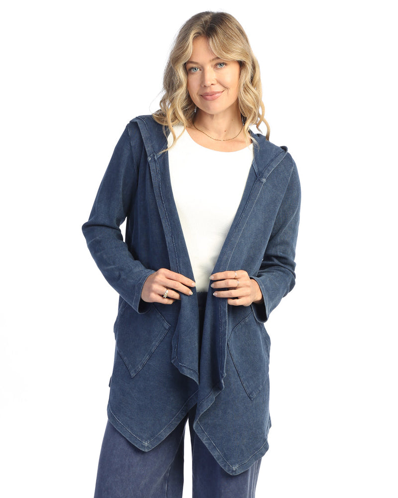 Cascading Thermal Cardigan w/ Patch Pockets and Hood - M120