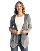 Cascading Thermal Cardigan w/ Patch Pockets and Hood - M120