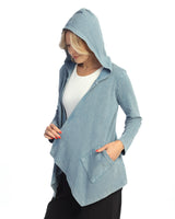 Cascading Thermal Cardigan w/ Patch Pockets and Hood - M120