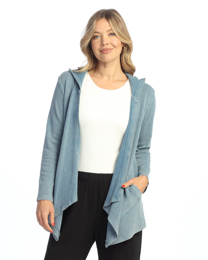 Cascading Thermal Cardigan w/ Patch Pockets and Hood - M120