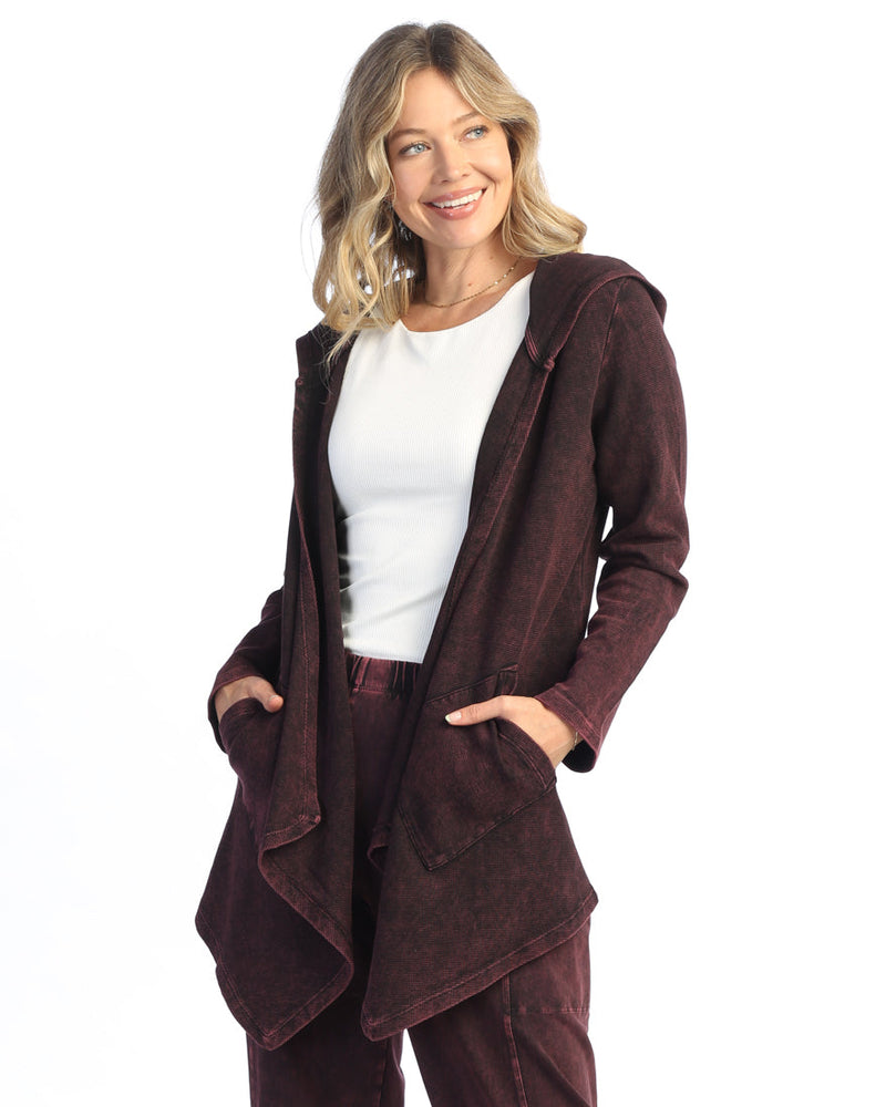 Cascading Thermal Cardigan w/ Patch Pockets and Hood - M120