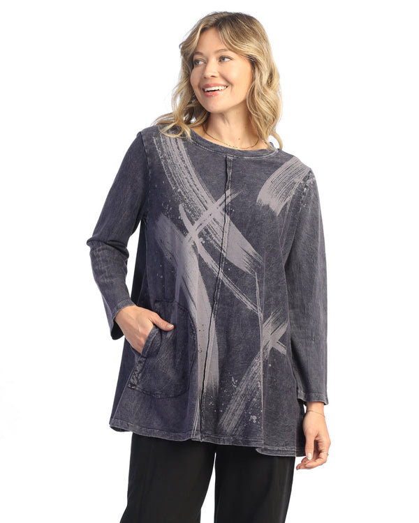 "Drama" Mineral Washed French Terry Top - M121-2027