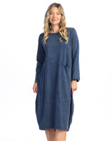 Mineral Washed Cocoon Dress with Pocket - M123