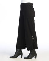 Mineral Washed Wide Leg Pant w/ Rib Contrast and Button Accent- M125