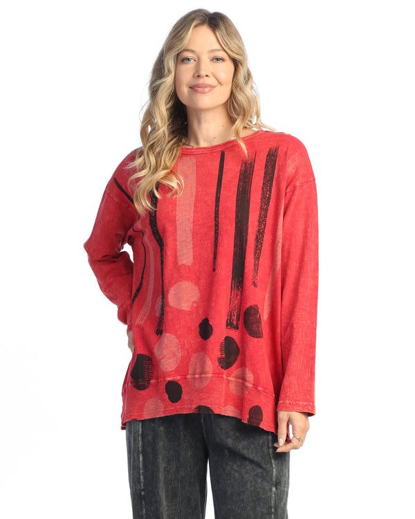 "Drizzle" Mineral Washed Tunic Top w/ Slub Rib Contrast- M128-2032