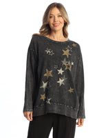"Starla" Mineral Washed Tunic Top w/ Slub Rib Contrast- M128-2165