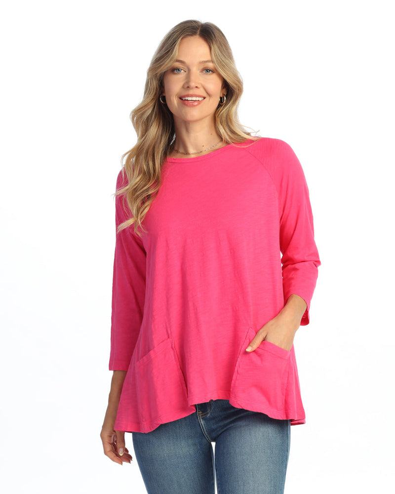 Solid Mineral Washed Patch Pocket Tunic Top - M12