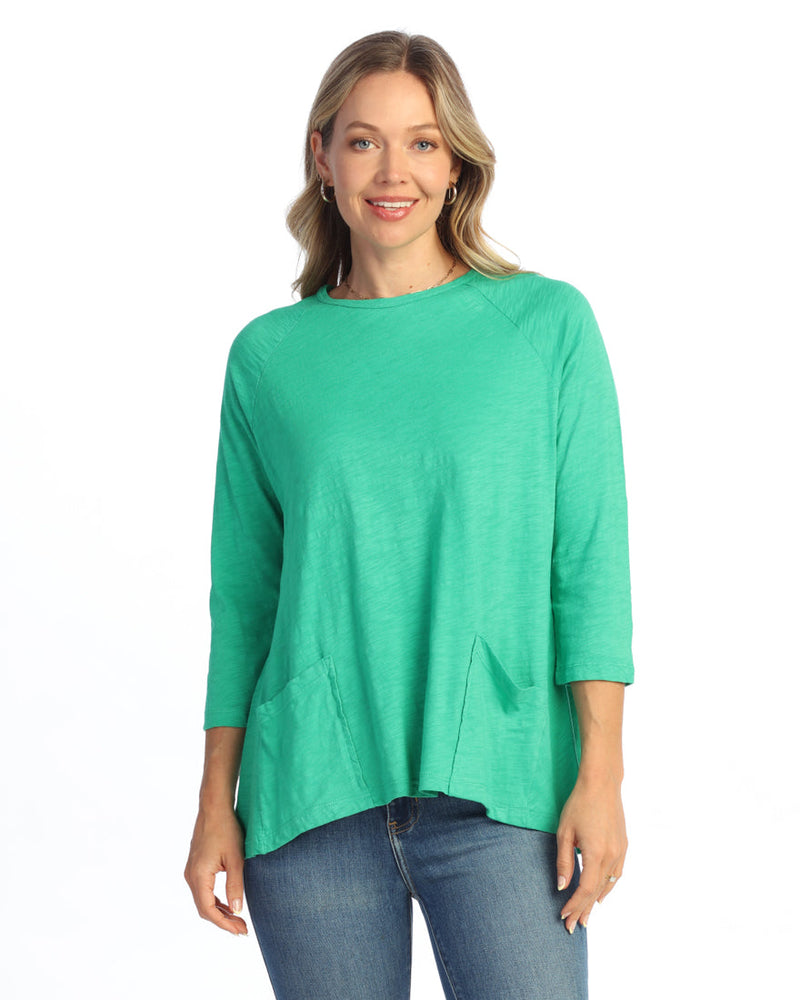 Solid Mineral Washed Patch Pocket Tunic Top - M12