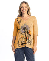 Mineral Washed V-Neck Top - M139