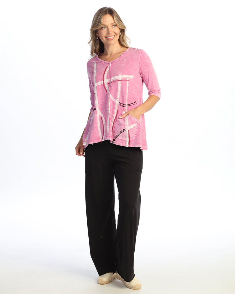 Mineral Washed V-Neck Top - M139