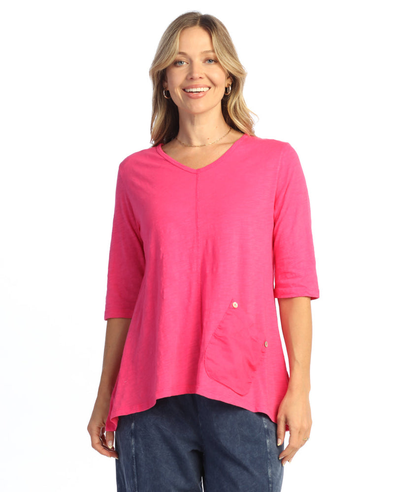 Mineral Washed V-Neck Top - M139