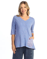 Mineral Washed V-Neck Top - M139