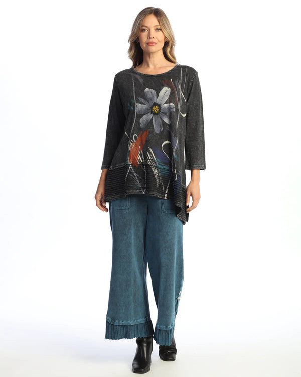 "Jazzy" Abstract Print Mineral Washed Tunic - M54-2154