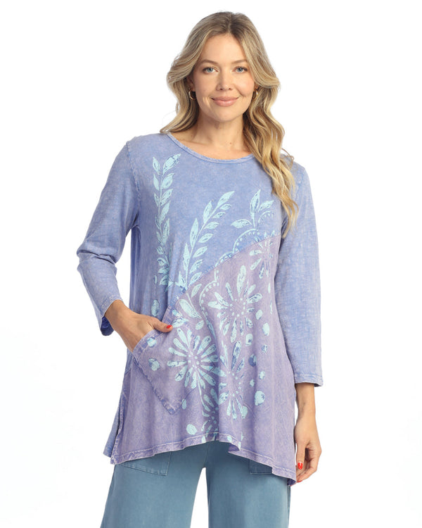 "Napoli" Mineral Washed Tunic with Linen Contrast - M62-2105