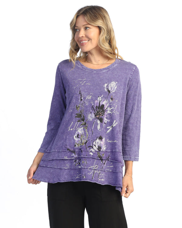 Jess & Jane "Ballet" Floral Print Layered Tunic Top - M66-2041