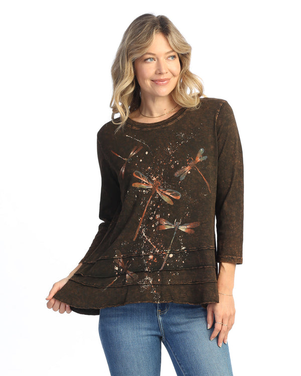 "Fairy Duet" Floral Print Layered Tunic Top - M66-2043