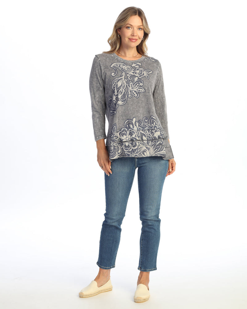 Jess & Jane Floral Print Layered Tunic Top - M66