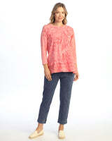 Jess & Jane Floral Print Layered Tunic Top - M66