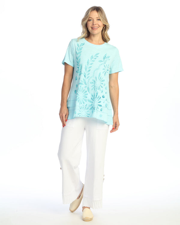 “Napoli" Abstract Print Layered Short Sleeve Top - M82-2105