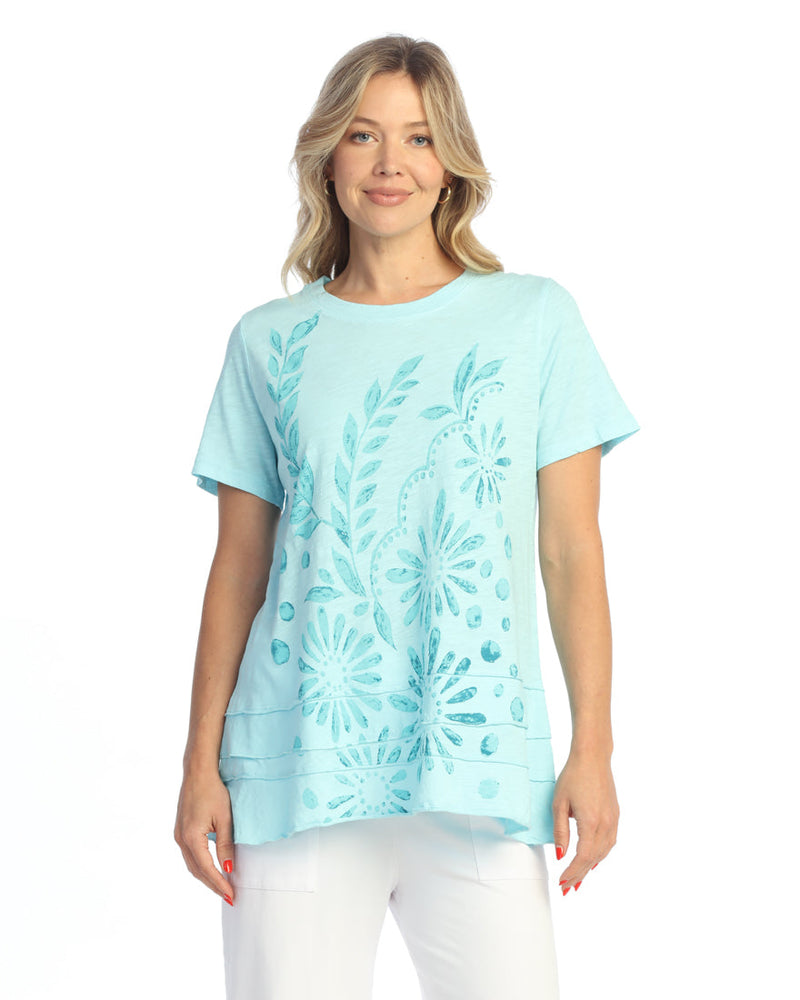 “Napoli" Abstract Print Layered Short Sleeve Top - M82-2105