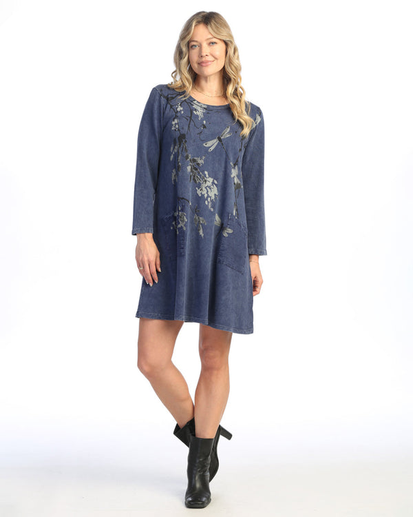 Jess & Jane "Sakura" Mineral Washed Dress w/Patch Pockets - M86-2045