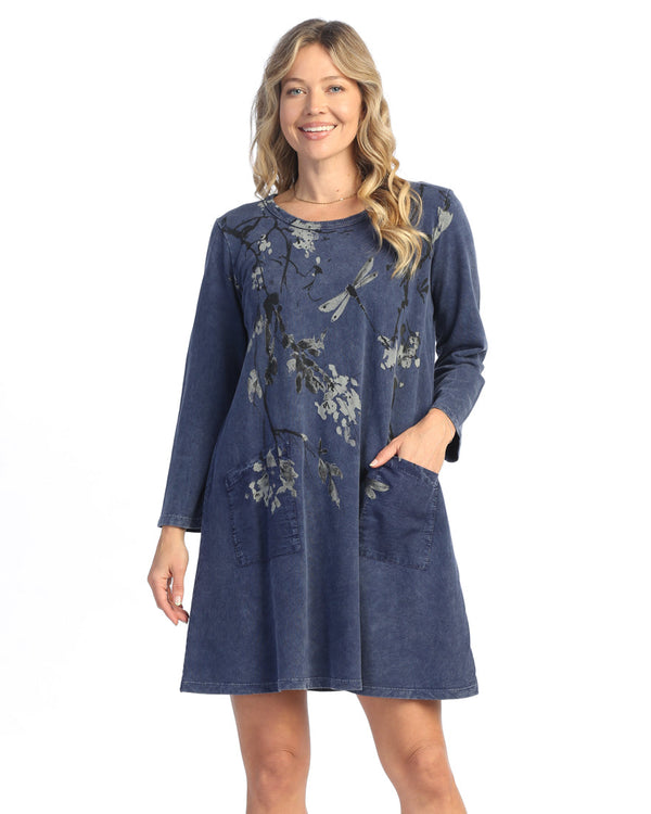 Jess & Jane "Sakura" Mineral Washed Dress w/Patch Pockets - M86-2045