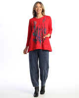 "Big Apple" Cotton Fleece Pocket Tunic - M88-2156