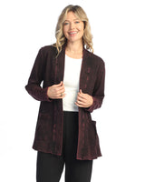 Mineral Washed Open Cardigan With Contrast Patch Pockets - M90