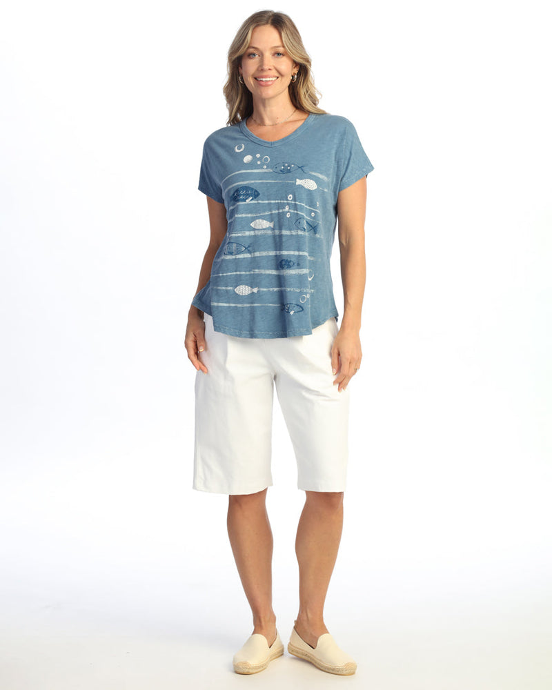 Short Sleeve V-Neck Top - M91-