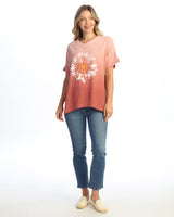 Short - Sleeve Gauze Top W/ Soft Fringe Accents - M92-