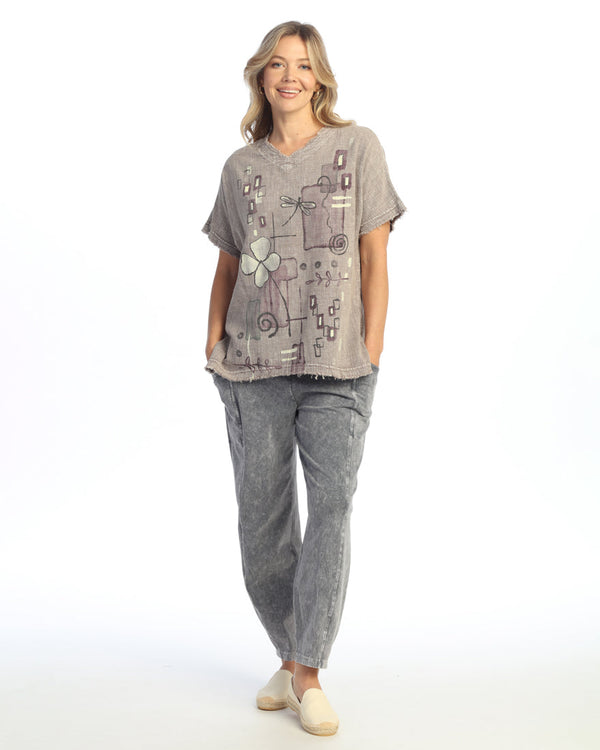 "Carmel" Mineral Washed Gauze Top - M92-2090