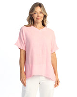 Short - Sleeve Gauze Top W/ Soft Fringe Accents - M92-
