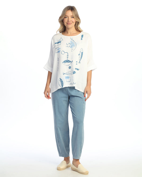 "Piers" Mineral Washed Double Gauze Boxy Top - M97-1466