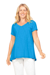 Easy Swing Shape Cotton V-Neck Tunic - 10022