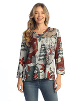 "Starlight" Novelty Brush V-Neck Top - NB4-2126