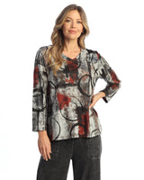 "Edition" Novelty Brush V-Neck Top - NB4-2127